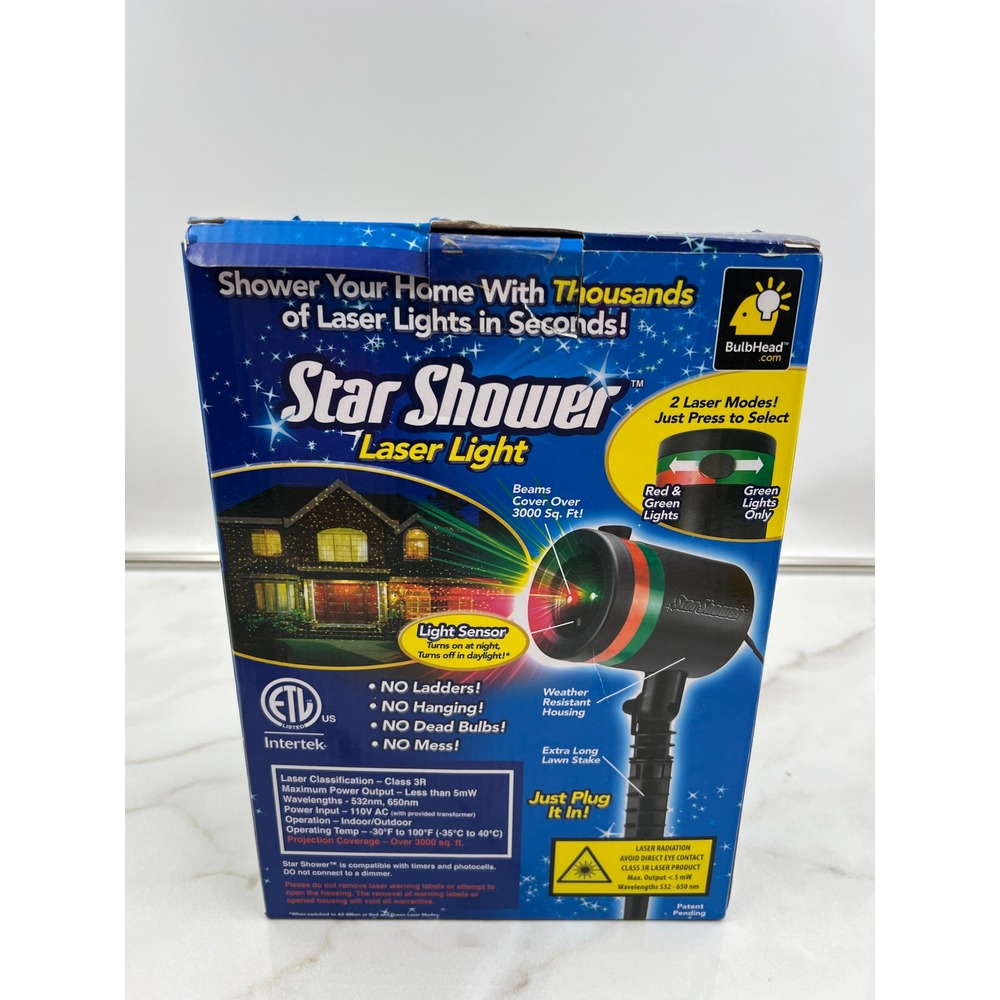 Star Shower Laser Light BulbHead Red and Green Holiday Projector with Stake - Picture 3 of 9